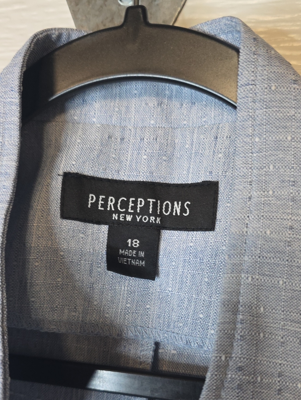 Perceptions Light Blue Open-Front Women's Jacket - Picture 2 of 3